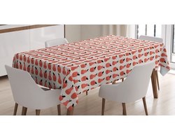 ABAKUHAUS Tafel-loper met fruit – Abstracte appels en peren, satijn, koraal