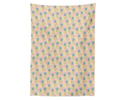 ABAKUHAUS Tafelkleed – Ananas en Palm – 140x240 cm – Roze/Bleekgeel