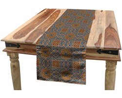 ABAKUHAUS – Tafelloper 40x180 cm – Blauw Sepia Redwood, Polyester