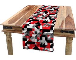 ABAKUHAUS Tafelloper – Halve Driehoeken – 40x180 cm – Donkergrijs/Wit