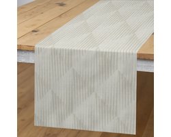 ABAKUHAUS Tafelloper – Neutrale Naturkleur, Rhombuspatroon – 40×225 cm, Polyester