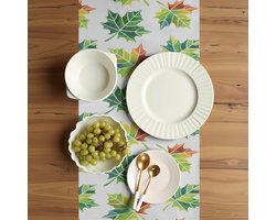 ABAKUHAUS Tafelrunner – Herfstontwerp esdoornbladeren, 40x180 cm, donkergroen