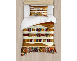ABAKUHAUS Tribal Dekbedovertrekset voor eenpersoonsbedden, Boho Folk, inclusief kussensloop, 130 x 200 cm
