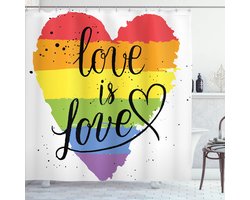 ABAKUHAUS Trots douchegordijn – LGBT-kunst, 175×220 cm, polyester, Groen/Geel/Oranje