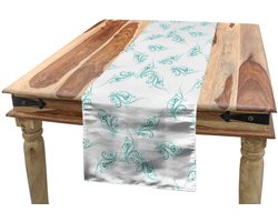 ABAKUHAUS turkoois tafelloper – wervelende taklijnen – 40x180 cm