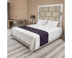 ABAKUHAUS Veren Bedloper, Herhalende Zentangle-Illustratie met Romantische Paarse Paisley-Uitstraling, Decoratieve Bedloper voor Hotels Woningen en Gastenkamers, Queen, Licht Aubergine en Lila