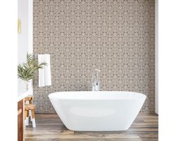 ABAKUHAUS Vintage Peelable & Adhesive Behang voor thuis, Zelfklevende Woonkamer Keukenaccent, 33 cm x 250 cm, Warm Taupe en Wit