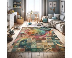ABAKUHAUS Vloerkleed - Woonkamer Tapijt - Planet – Hoogpolig – 157 x 229 cm – meerkleurig bruin