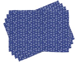 ABAKUHAUS Vuurtoren-placematten, Maritieme silhouetten, tafeldecoratie van kleurvaste stof voor de eetkamer en de keuken, paars, blauw, wit