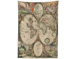 ABAKUHAUS Wereldkaart Tafelkleed – Vintage Kunst – 140x170 cm – Veelkleurig