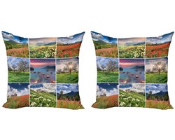 ABAKUHAUS Zomer Kussenhoes Set – 2x 40x40 cm – Dubbeldruk – Multicolor