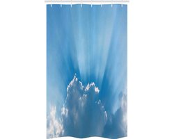 ABAKUHAUS Zomerse douchegordijn – Sunburst zilver, blauw-grijs 120x180 cm