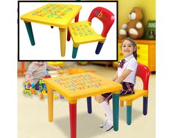 ABC Alfabet Kindertafel met Stoel - Speeltafel - Kindertafel en stoeltjes - 1x Tafel en 1x Stoel voor kinderen