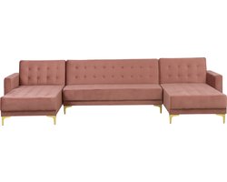 ABERDEEN - Bank U-vormig - Roze - 5 persoons - Universeel - Fluweel