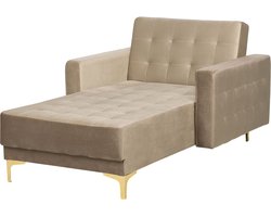 ABERDEEN - Chaise longue - Zandbeige - Symmetrisch - Fluweel