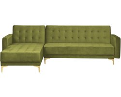 ABERDEEN - Hoekslaapbank - Groen - Rechterzijde - 267 cm - Fluweel