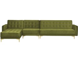 ABERDEEN - Hoekslaapbank - Groen - Rechterzijde - 347 cm - Fluweel
