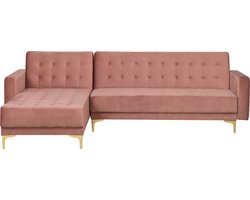 ABERDEEN - Hoekslaapbank - Roze - Rechterzijde - 267 cm - Fluweel