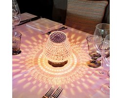 ABI LED Kristal lamp - Nachtlamp - Tafellamp - Sfeerlamp – Aanpasbare Licht kleuren warm wit/koud wit – Touch Switch - Dimbaar - Oplaadbaar USB-C