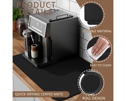 Absorberend, 35 x 30 cm, afdruipmat, servies, rubberen antislipmat, voor luchtfriteuse, koffiezetapparaat, magnetron (zwart)