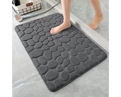 Absorberende douchemat, badmat, decoratieve mat, antislip, voor badkamer en woonkamer, antislip badmat, zachte microvezel, absorberend, 40 x 60 cm, donkergrijs