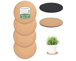 Absorberende Kurk Plantenonderzetters 30 cm - Ronde Matten voor Bloempotten en Kamerplanten - Tafel en Vloer Bescherming - 2 Stuks