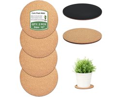 Absorberende Kurk Plantenonderzetters 30 cm - Ronde Matten voor Bloempotten en Kamerplanten - Tafel en Vloer Bescherming - 2 Stuks