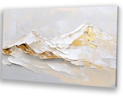 Abstract berglandschap met goud - Bergen portret - Wanddecoratie canvas natuur - Goud - Wanddecoratie klassiek - Kantoor decoratie - canvas 150x100 cm
