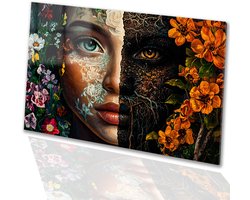 Abstract berglandschap met rivier - Natuur glazen schilderij - Muurdecoratie glas bergen - Abstract expressionisme - Schilderij acrylglas - Schilderijen & posters - acrylglas 60x40 cm