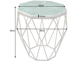 Abstract bijzettafeltje DIAMOND 50cm groen marmer messing metaal - 41857