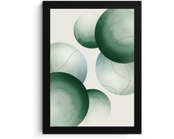 Abstract Cirkels A4 Fotolijst, Groene Aquarel Kunst aan de Muur, Moderne Kunst Print, Hoge Resolutie Kunst Afdruk, MDF Frame, Acryl Glas