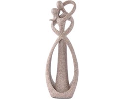 Abstract echtpaar sculptuur in zandsteen - Minimalistisch beeld voor interieurdecoratie - 21 cm - Tijdloos kunstwerk voor woonkamer of salon - Ideaal voor Valentijnsdag & Feestdagen - Modern Abstract Kussend Paar Hars Beeld