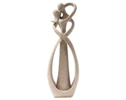 Abstract echtpaar sculptuur in zandsteen - Minimalistisch beeld voor interieurdecoratie - Stijlvolle tafeldecoratie van 25 cm - Tijdloos kunstwerk voor woonkamer of salon