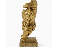 Abstract harsbeeld stil man in goud op voetstuk - decoratief beeld, woondecoratie, kunstbeeld, 26,5cm hoog