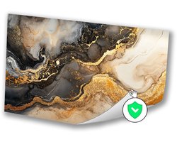 Abstract kunstwerk met gouden accenten - Abstract poster - Wanddecoratie kleuren - Goud - Woonkamer poster - Woonaccessoires - poster 100x70 cm