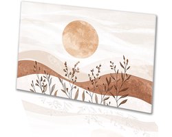 Abstract landschap met zon - Zon glazen schilderijen - Schilderijen landschap - Japandi - Schilderijen op acrylglas - Wanddecoratie modern - acrylglas 60x40 cm