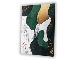 Abstract ontwerp met groene accenten - Abstract wanddecoratie - Schilderijen vormen - Modern kunst - Woonkamer decoratie industrieel - Decoratie muur - canvas 75x100 cm