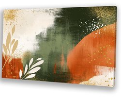 Abstract ontwerp met warme kleuren - Abstract wanddecoratie - Canvas schilderij bladeren - Abstracte kunst - Interieurdecoratie - Wanddecoratie woonkamer - canvas 150x100 cm