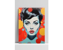 Abstract Poster - Jaren 70 Stijl - Vrouw - Retro - Portret - Woonkamer - Huisinterieur - posters - formaat 50x70cm - DBS1133 - 3mm DIBOND - Aluminium Plaat - Metalen Wandbord