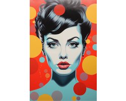 Abstract Poster - Jaren 70 Stijl - Vrouw - Retro - Portret - Woonkamer - Huisinterieur - posters - formaat 70x100cm - Wanddecoratie - L1133