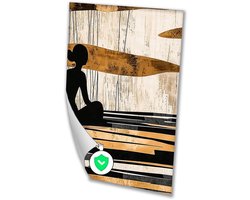 Abstract silhouet met strepen - Silhouet wanddecoratie - Muurdecoratie mens - Abstracte kunst - Wanddecoratie landelijk - Woonkamer accessoires - poster 30x40 cm