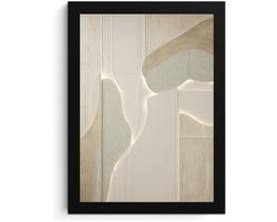 Abstract Wall Art A4 Fotolijst, Modern Kunst Print, Beige en Crème Design, Hoge Resolutie, MDF Frame met Acrylglas, Galerij Kwaliteit