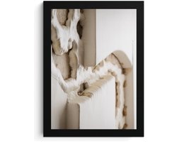 Abstract Wall Art Fotolijst, A4 Photoframe, Witte Structuur, Hoge Resolutie Print, MDF Frame, Acrylglas, Minimalistische Kunst