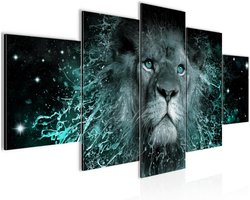Abstracte 5-Delige Wanddecoratie: Leeuw in Afrikaanse Stijl op Fleece Canvas