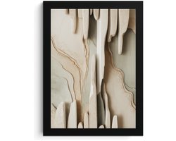 Abstracte A4 Fotolijst, Modern Wall Art Print, Beige en Groen Kunst, Hoge Resolutie Afdruk, MDF Kader, Acryl Glas, Wall Art, Keywords