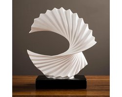 Abstracte Beeldhouwwerk - Moderne Decoratie - Woonkamer Decoratie - Golvend Ontwerp - H 28cm - Wit