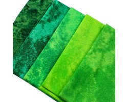 Abstracte blender bedrukte Fat Quarters bundel van 5 stoffen (45 cm x 55 cm). 100% katoen. (groen)