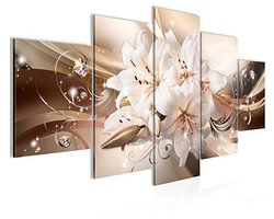 Abstracte Bloemen Fleece Canvas Wanddecoratie voor Slaapkamer en Hal - 5 Delen