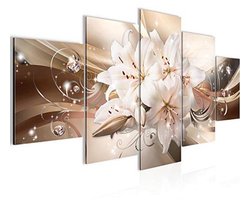 Abstracte Bloemen Fleece Canvas Wanddecoratie voor Slaapkamer en Hal - 5 Delen