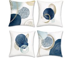 Abstracte Boho Kussenhoezen 45 x 45 cm - Mid Century Modern Geometrisch Design voor Sofa en Bed - Set van 4 Decoratieve Kussens voor Thuisdecoratie